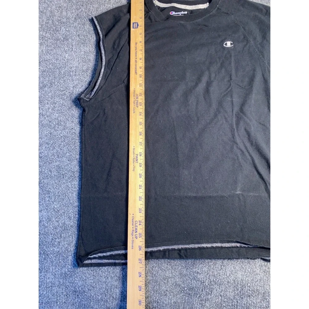 Champion Activewear Top Mens Large Black Solid Authentic Fit Crew Neck Pony Logo